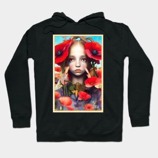 Pretty and stunning painting of a girl with poppies a Pop surrealist work Hoodie